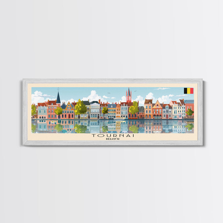 Tournai Belgium Travel Print Wall Art, Panoramic City Art, Travel Art, Wall Decor, Vacation Gift, Framed Canvas Print Or Metal Art