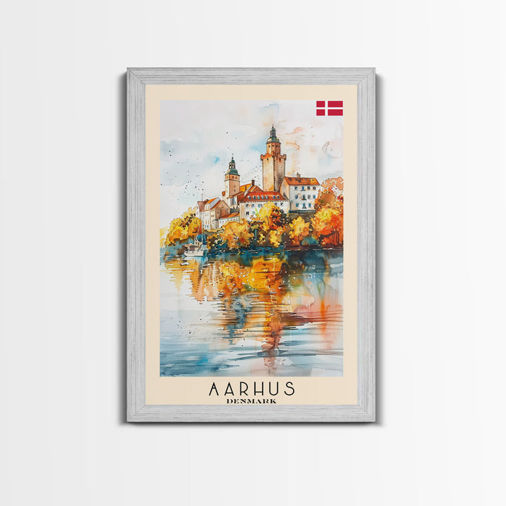 Serene Šabac Serbia Riverside View, Framed Canvas Print, Bedroom Wall Art, Farmhouse Style, Perfect Home Decor