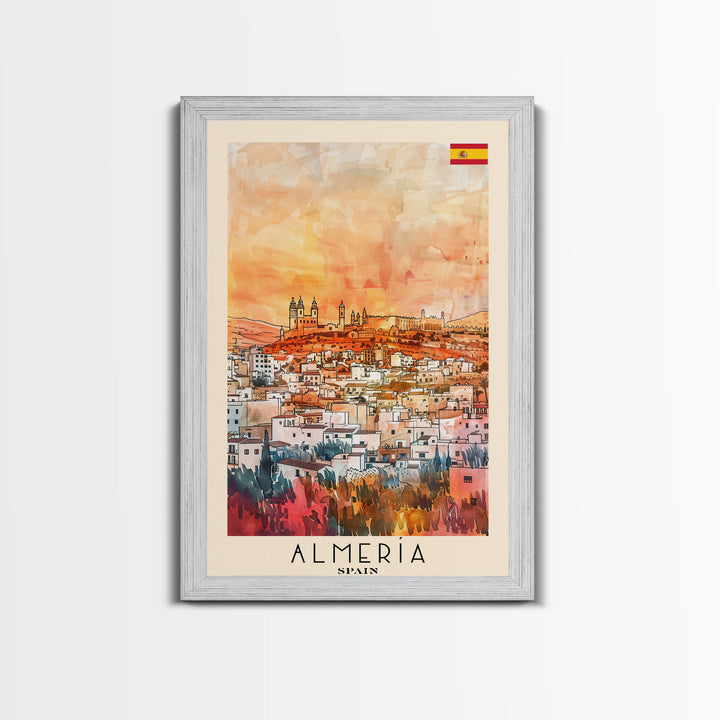 Almeria Spain Beachside City Travel Poster Art, Framed Canvas Print, Vibrant Wall Art for Living Room, Bedroom Decor, Home Decoration