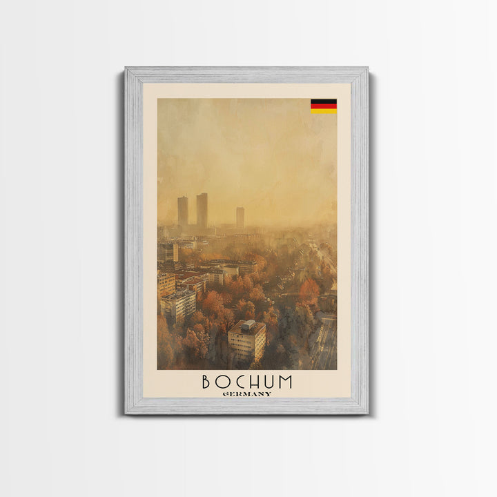 Bochum Germany Travel Poster Framed Canvas Print, Wall Art, Home Decor, Travel Print, Autumn Scene, Modern Art, Original Art