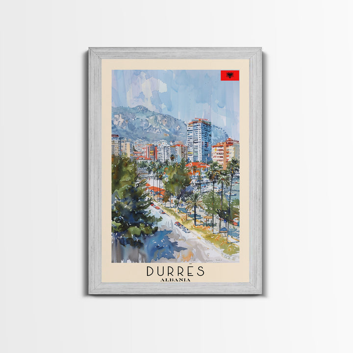Durres, Albania Coastal Framed Canvas Print. Beautiful Wall Art for Living Room or Bedroom, Charming Travel Poster Art.