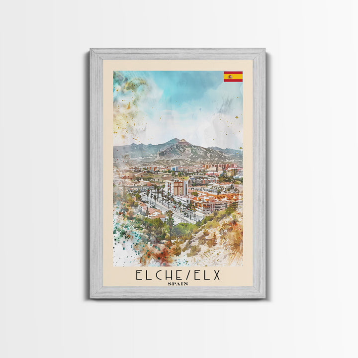 Elche, Spain Vibrant Framed Canvas Print. Stunning Wall Art for Living Room or Bedroom Decor, Spanish Travel Poster Art.