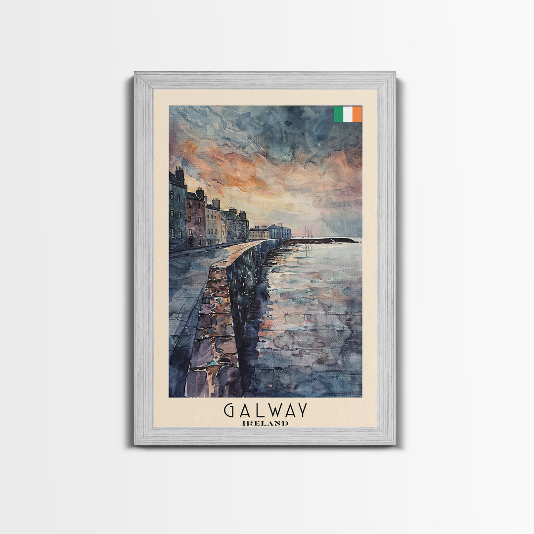 Galway, Ireland Travel Poster Art, Framed Canvas Print for Living Room or Bedroom, Coastal Wall Art, Home Decoration