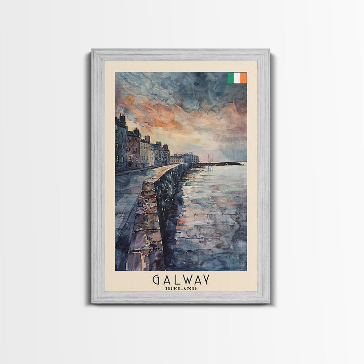 Galway, Ireland Travel Poster Art, Framed Canvas Print for Living Room or Bedroom, Coastal Wall Art, Home Decoration