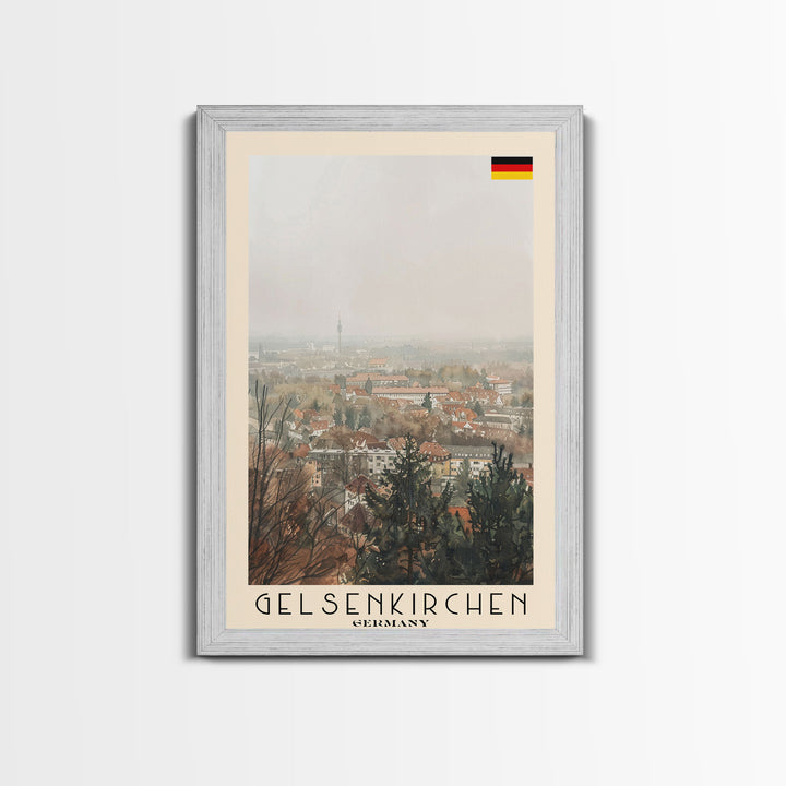 Gelsenkirchen, Germany Travel Poster Art, Framed Canvas Print for Living Room or Bedroom, Urban Wall Art, Home Decoration