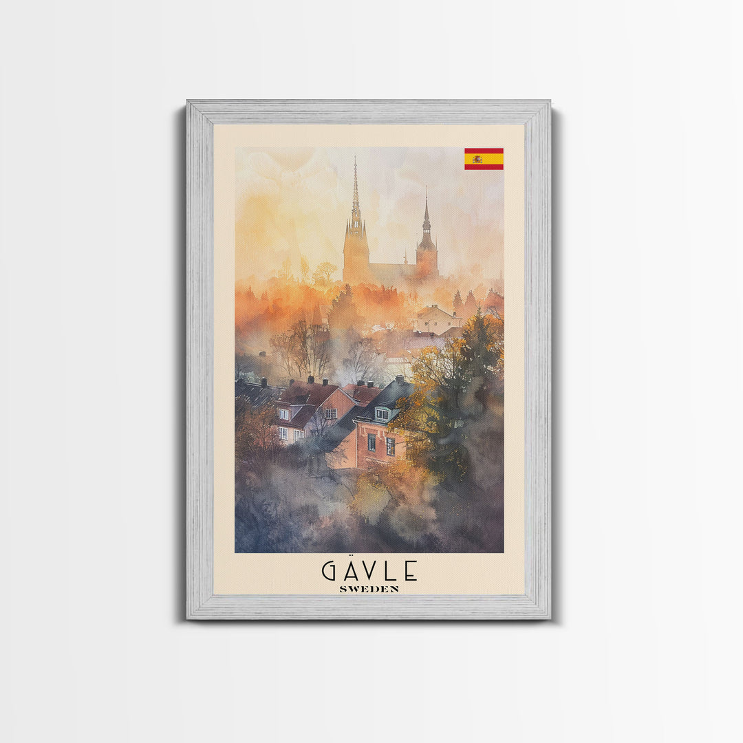 Gävle Sweden Scenic View Art, Framed Canvas Print, Living Room Wall Art, Travel Poster, Home Decor, Swedish Wall Art