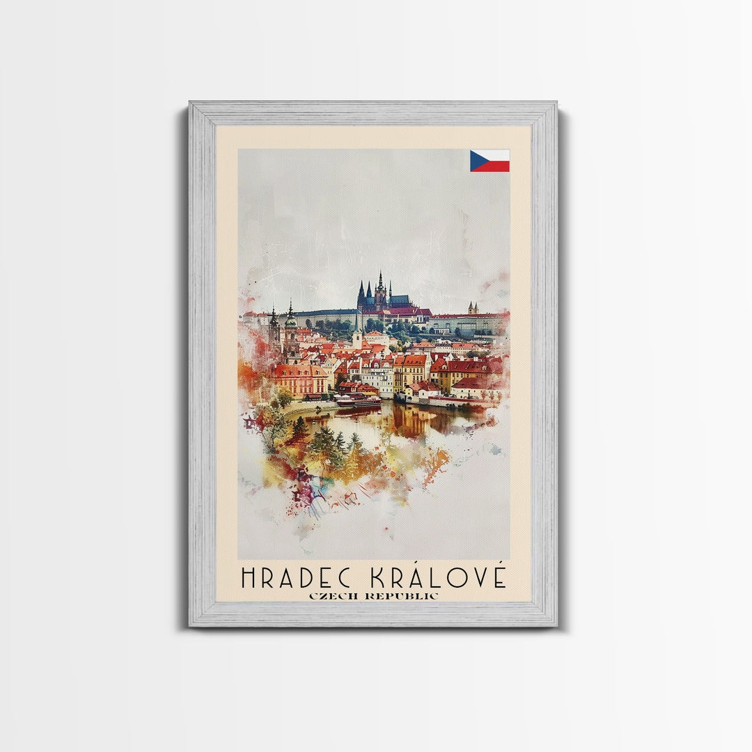 Hradec Krįlové Czech Republic Cityscape Art, Framed Canvas Wall Art, Home Decor, Living Room Decor, Historic Poster, Wall Art, Travel Poster Art