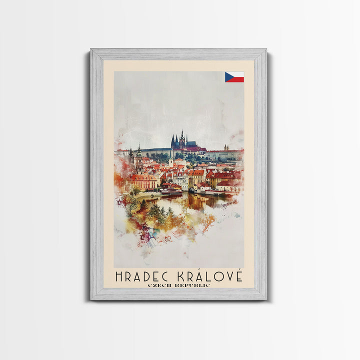 Hradec Krįlové Czech Republic Cityscape Art, Framed Canvas Wall Art, Home Decor, Living Room Decor, Historic Poster, Wall Art, Travel Poster Art
