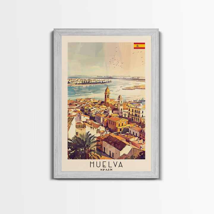 Huelva Spain Cityscape Art Print, Vibrant Sunset Canvas Print for Home Decor, Travel Poster for Living Room Wall Art, Spanish City View