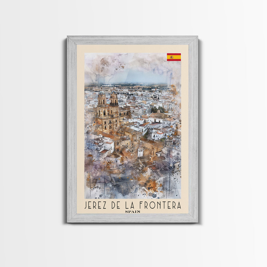 Jerez de la Frontera Spain Vineyard View, Framed Canvas Print, Travel Poster, Rustic Wall Art, Dining Room Decor, Wine Country Art, Home Aesthetic