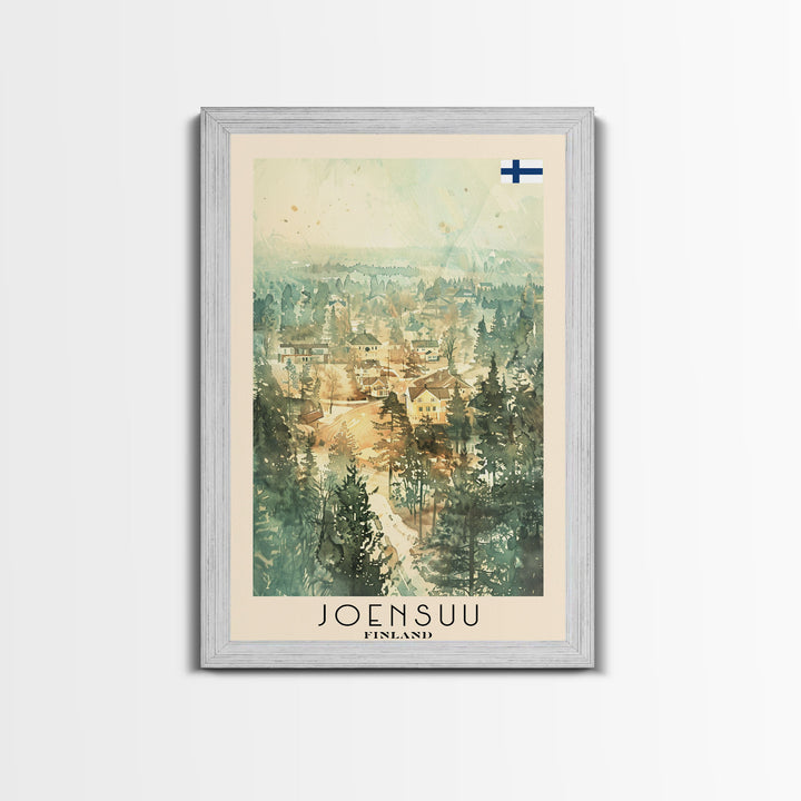 Joensuu Finland River View, Framed Canvas Print, Travel Poster, Scenic Wall Art, Nature Landscape Decor, Living Room Art, Tranquil Home Decoration