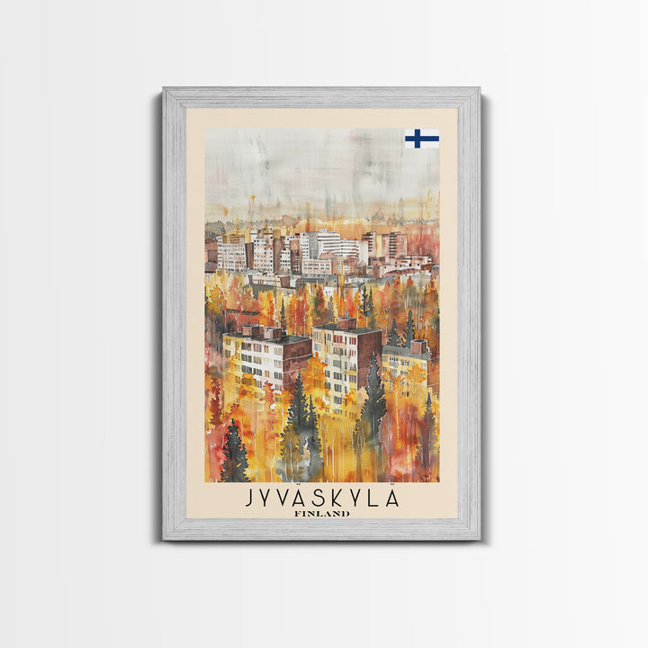 Jyvaskyla Finland Scenic Waterfront, Framed Canvas Print, Travel Poster, Nordic Wall Art, Living Room Decor, Peaceful Landscape, Home Tranquility