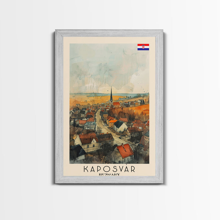 Kaposvar Hungary Urban Landscape, Framed Canvas Print, Travel Poster, Wall Art, Home Decoration, Cityscape Decor, Living Room Art, Hungarian City