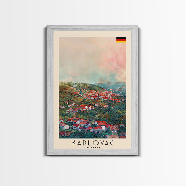 Karlovac Croatia Scenic View, Framed Canvas Print, Travel Poster, Wall Art, Living Room Decor, Cityscape Art, Modern Home Decoration, Croatian City