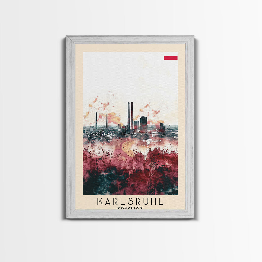 Karlsruhe Germany Urban Landscape, Framed Canvas Print, Travel Poster, Wall Art, Office Decor, Cityscape Art, Modern Home Decoration, German City