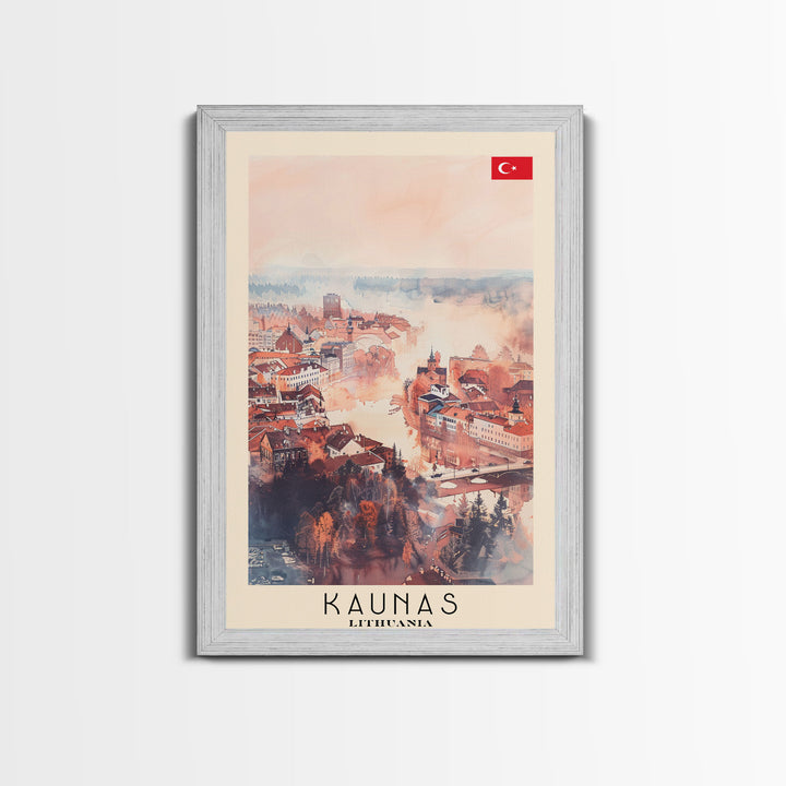 Kaunas Lithuania Scenic View, Framed Canvas Print, Travel Poster, Wall Art, Living Room Decor, Cityscape Art, Modern Home Decoration, Lithuanian City