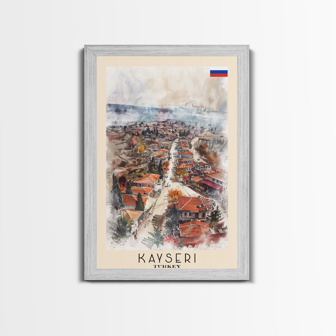 Kayseri Turkey Urban Landscape, Framed Canvas Print, Travel Poster, Wall Art, Home Decoration, Cityscape Decor, Living Room Art, Turkish City