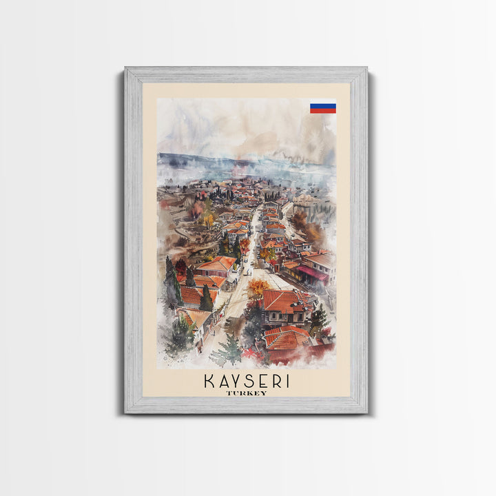 Kayseri Turkey Urban Landscape, Framed Canvas Print, Travel Poster, Wall Art, Home Decoration, Cityscape Decor, Living Room Art, Turkish City