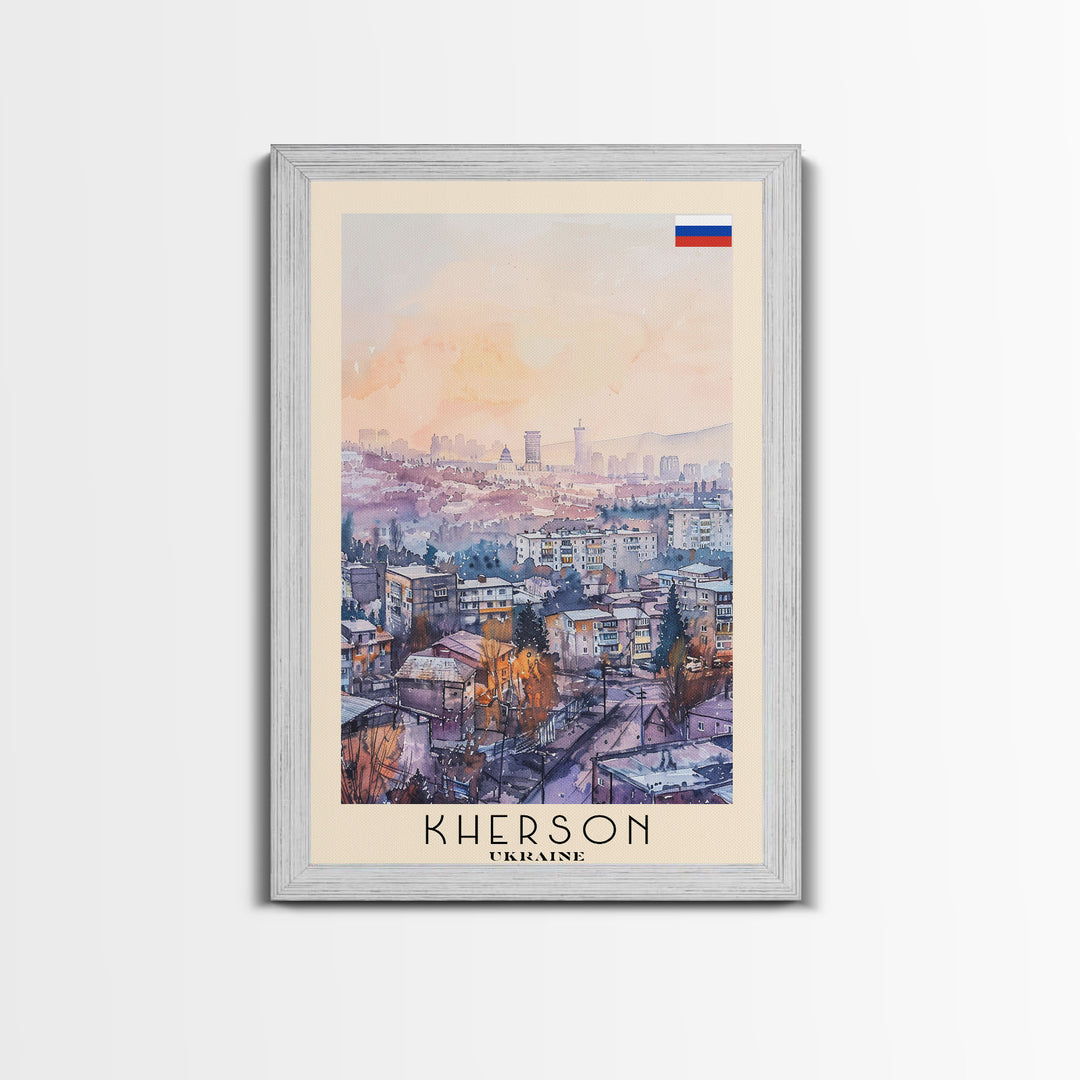 Kherson Ukraine Port View, Framed Canvas Print, Travel Poster, Wall Art, Home Decor, Living Room Decoration, Ukrainian Cityscape Art