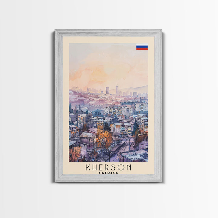 Kherson Ukraine Port View, Framed Canvas Print, Travel Poster, Wall Art, Home Decor, Living Room Decoration, Ukrainian Cityscape Art