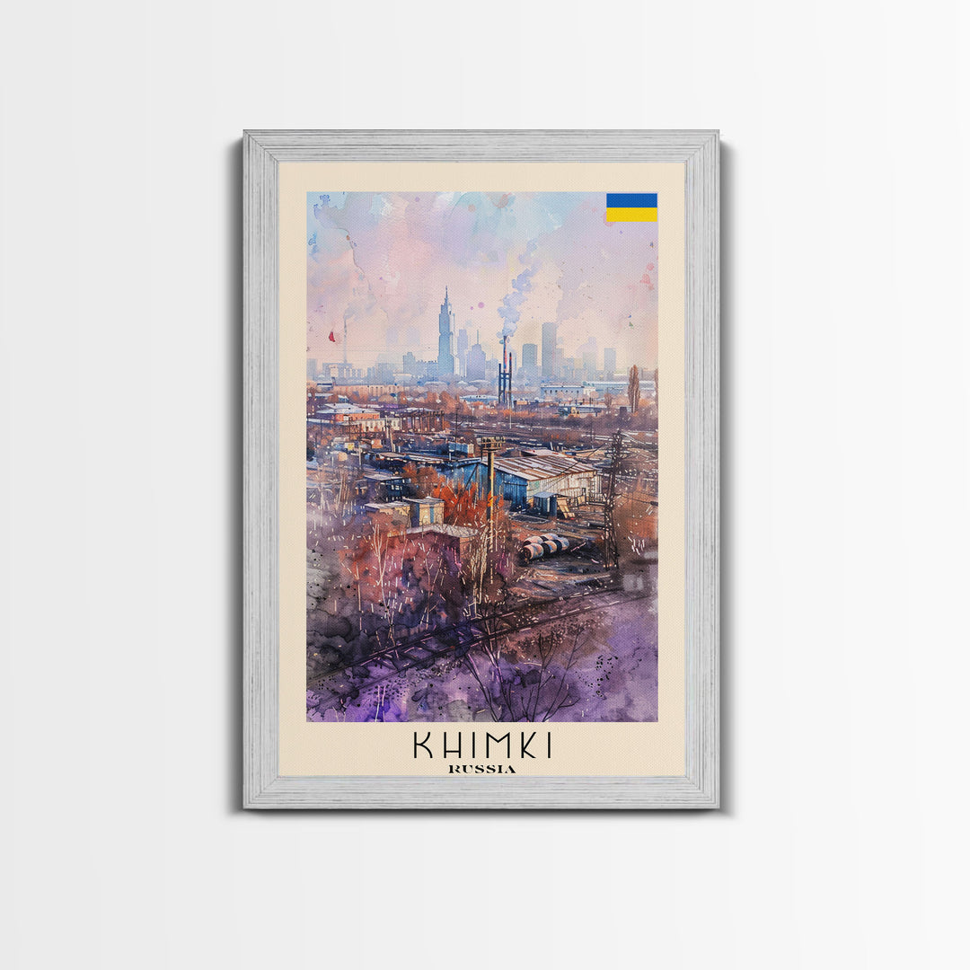 Khimki Russia Scenic Landscape, Framed Canvas Print, Travel Poster, Wall Art, Home Decor, Living Room Decoration, Russian City Art
