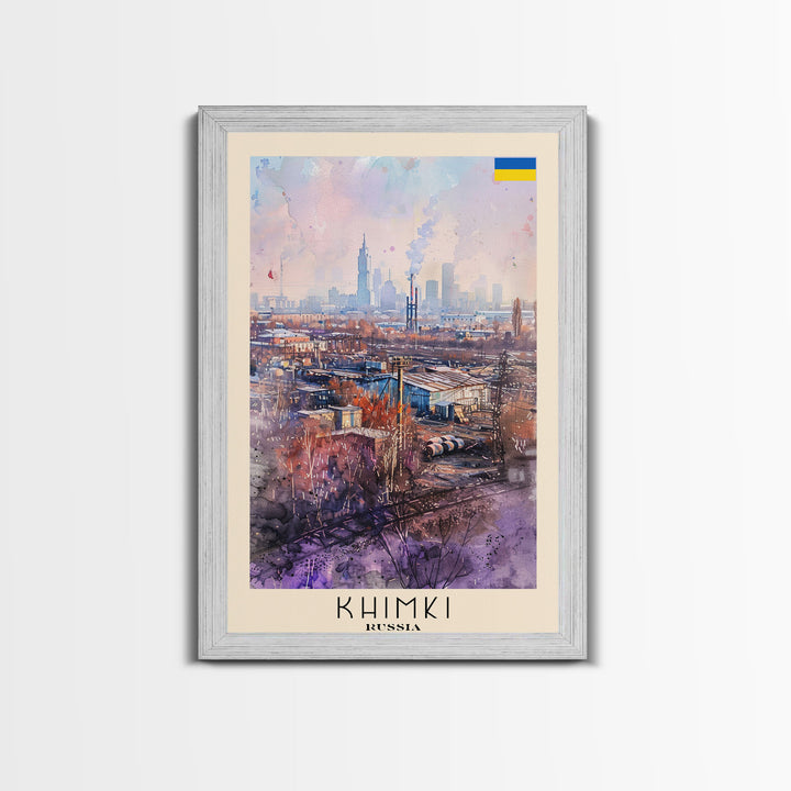 Khimki Russia Scenic Landscape, Framed Canvas Print, Travel Poster, Wall Art, Home Decor, Living Room Decoration, Russian City Art