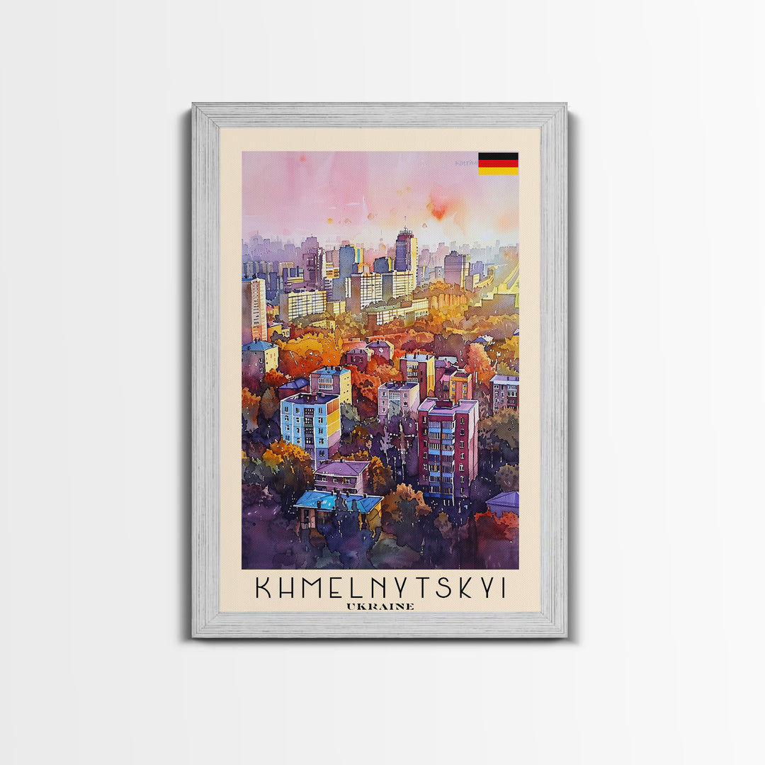 Khmelnytskyi Ukraine Cityscape, Framed Canvas Print, Travel Poster, Wall Art, Home Decor, Living Room Decoration, Ukrainian Urban Art
