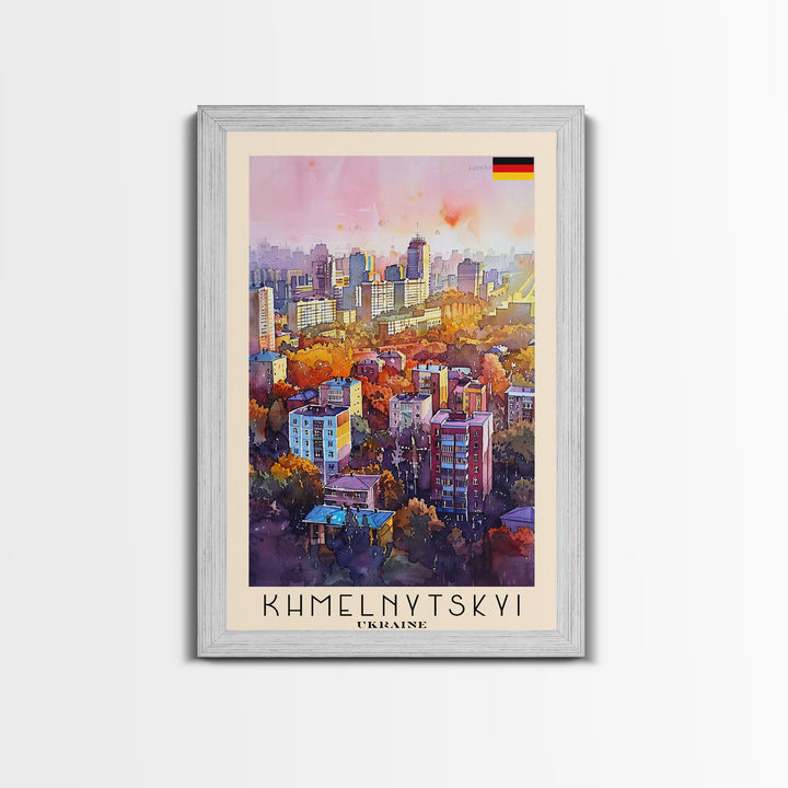 Khmelnytskyi Ukraine Cityscape, Framed Canvas Print, Travel Poster, Wall Art, Home Decor, Living Room Decoration, Ukrainian Urban Art