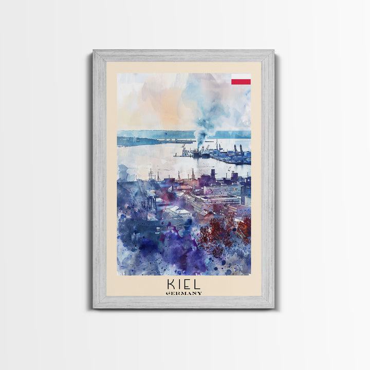 Kiel Germany Harbor View, Framed Canvas Print, Travel Poster, Wall Art, Home Decor, Living Room Decoration, German Cityscape Art