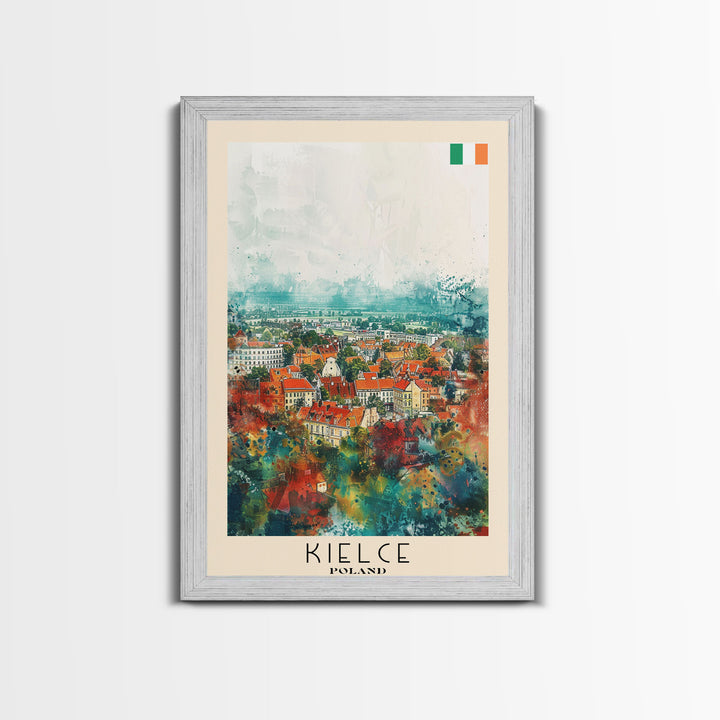 Kielce Poland Historic Cityscape, Framed Canvas Print, Travel Poster, Wall Art, Home Decor, Living Room Decoration, Polish Urban Art