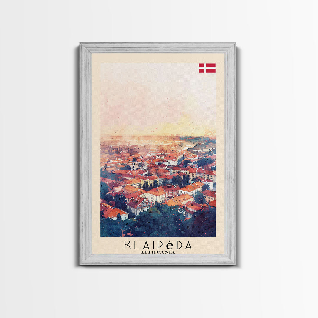 Klaipeda Lithuania Port City View, Framed Canvas Print, Travel Poster, Wall Art, Bedroom Decoration, Coastal Urban Scene, Nautical Artwork