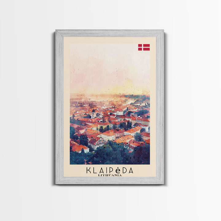 Klaipeda Lithuania Port City View, Framed Canvas Print, Travel Poster, Wall Art, Bedroom Decoration, Coastal Urban Scene, Nautical Artwork
