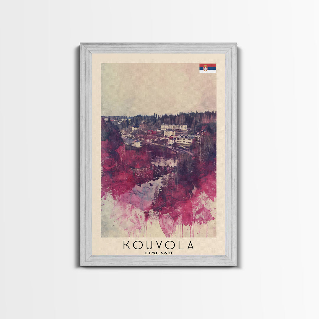 Kouvola Finland Scenic Winter View, Framed Canvas Print, Travel Poster, Wall Art, Bathroom Decor, Finnish Urban Landscape, Scenic Winter Painting