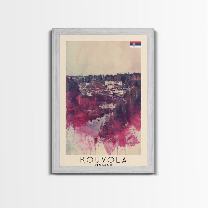 Kouvola Finland Scenic Winter View, Framed Canvas Print, Travel Poster, Wall Art, Bathroom Decor, Finnish Urban Landscape, Scenic Winter Painting