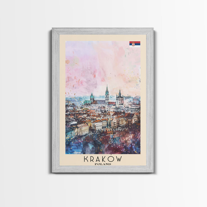 Krakow Poland Travel Poster Framed Canvas Print, Abstract Art, Minimalist Wall Decor, Vacation Gift, Home Decoration, Artistic Travel Print
