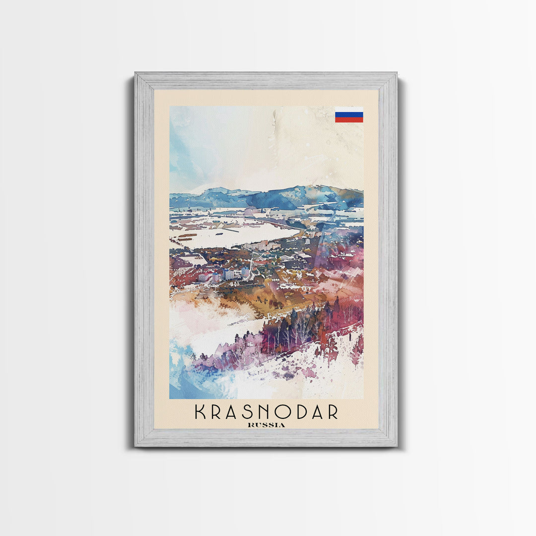 Krasnodar Russia Travel Poster Framed Canvas Print, Abstract Landscape Art, Wall Decor, Home Decoration, Travel Print, Artistic Gift