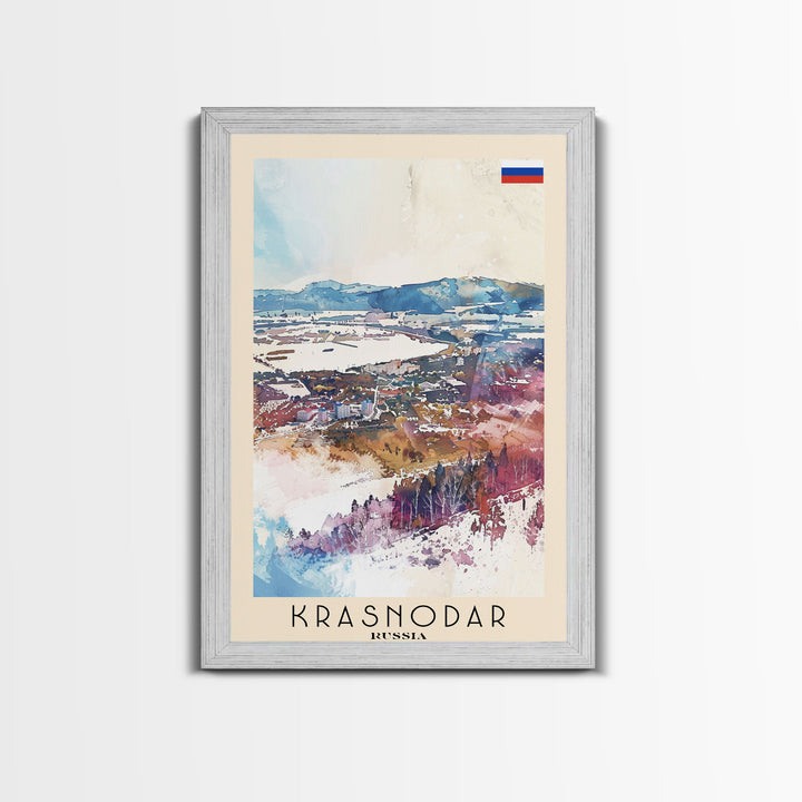 Krasnodar Russia Travel Poster Framed Canvas Print, Abstract Landscape Art, Wall Decor, Home Decoration, Travel Print, Artistic Gift