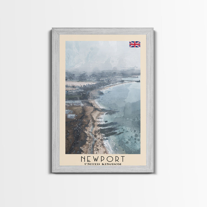 Newport United Kingdom Framed Canvas Print, Coastal Travel Poster, Watercolor Painting, Scenic Wall Art, Home Decor, Vacation Art, Unique Art