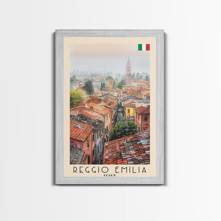 Reggio Emilia Italy Travel Poster Framed Canvas Print, Watercolor Painting, Scenic Wall Art, Home Decor, Italian Landscape, Artistic Art