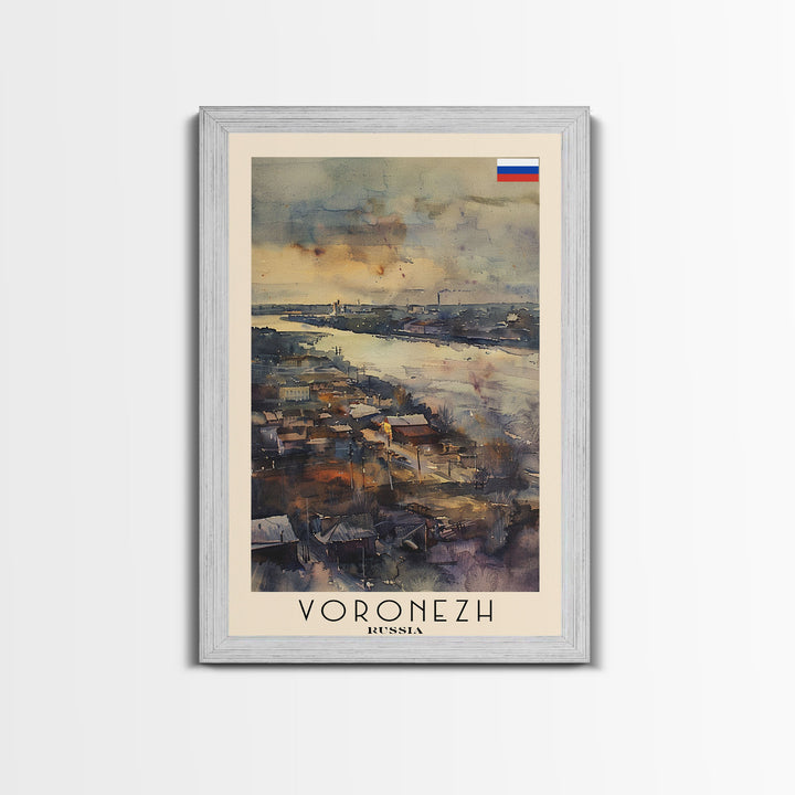 Voronezh Russia Travel Poster Framed Canvas Print, Watercolor Painting, Scenic Wall Art, Home Decor, Russian Landscape, Unique Art