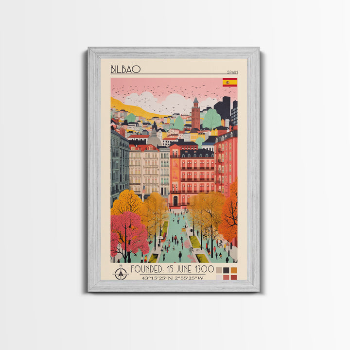 Bilbao Spain Travel Poster Framed Canvas Print, Modern Art, Pop Art Home Decor, Scenic Wall Art, Living Room Decor, Artistic Gift