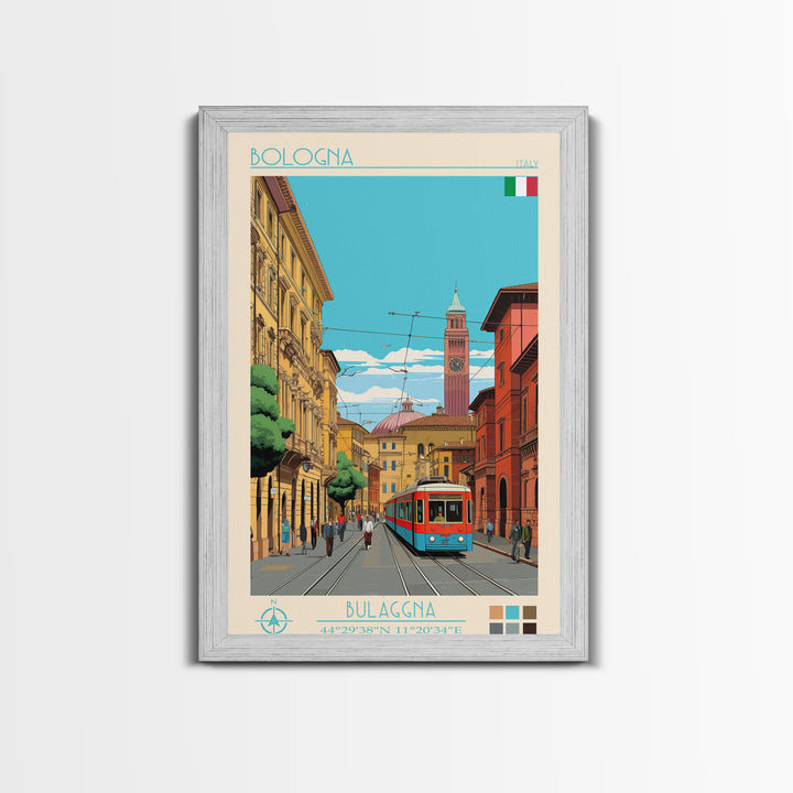 Bologna Italy Travel Poster Framed Canvas Print, Vintage Style, Pop Art Home Decor, Scenic Wall Art, Living Room Decoration, Artistic Gift