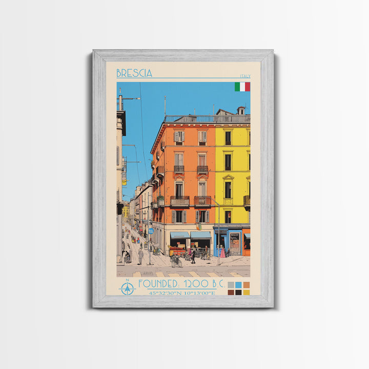 Brescia Italy Travel Poster Framed Canvas Print, Vintage Style, Pop Art Home Decor, Scenic Wall Art, Living Room Decoration, Artistic Gift