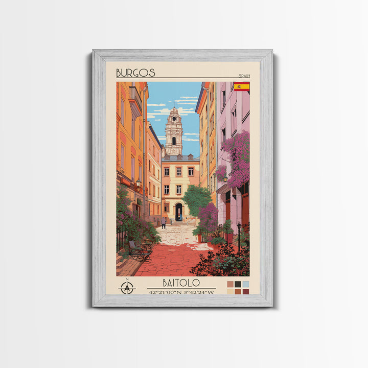 Burgos Spain Travel Poster Framed Canvas Print, Vintage Style, Pop Art Home Decor, Scenic Wall Art, Living Room Decoration, Artistic Gift