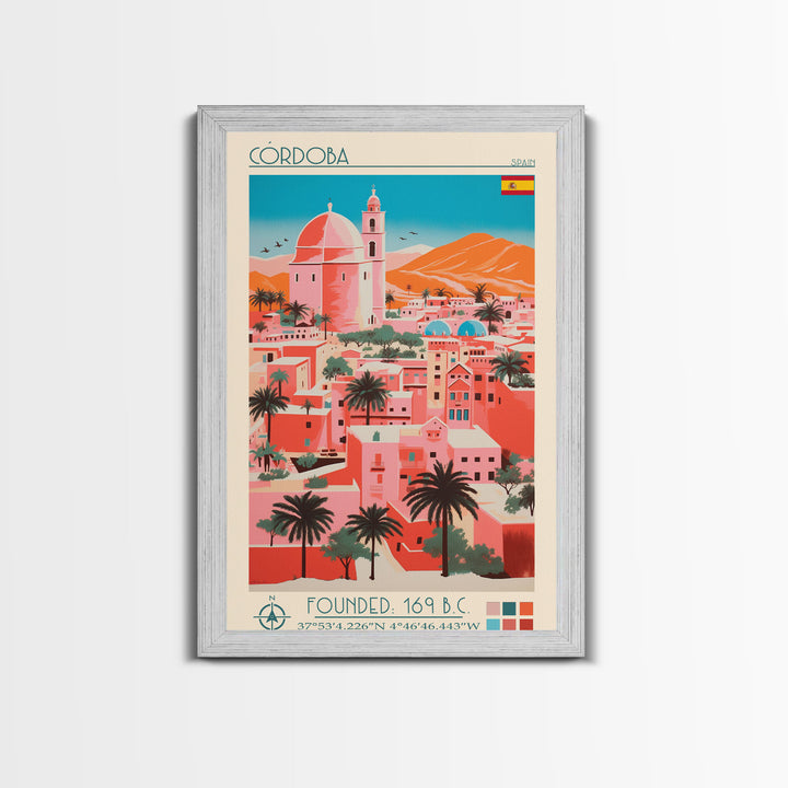 Cordoba Spain Travel Poster Framed Canvas Print, Vintage Style, Pop Art Home Decor, Scenic Wall Art, Living Room Decoration, Artistic Gift