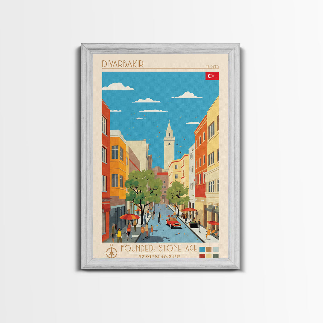 Diyarbakir Turkey Travel Poster Framed Canvas Print, Vintage Style, Pop Art Home Decor, Scenic Wall Art, Living Room Decoration, Artistic Gift
