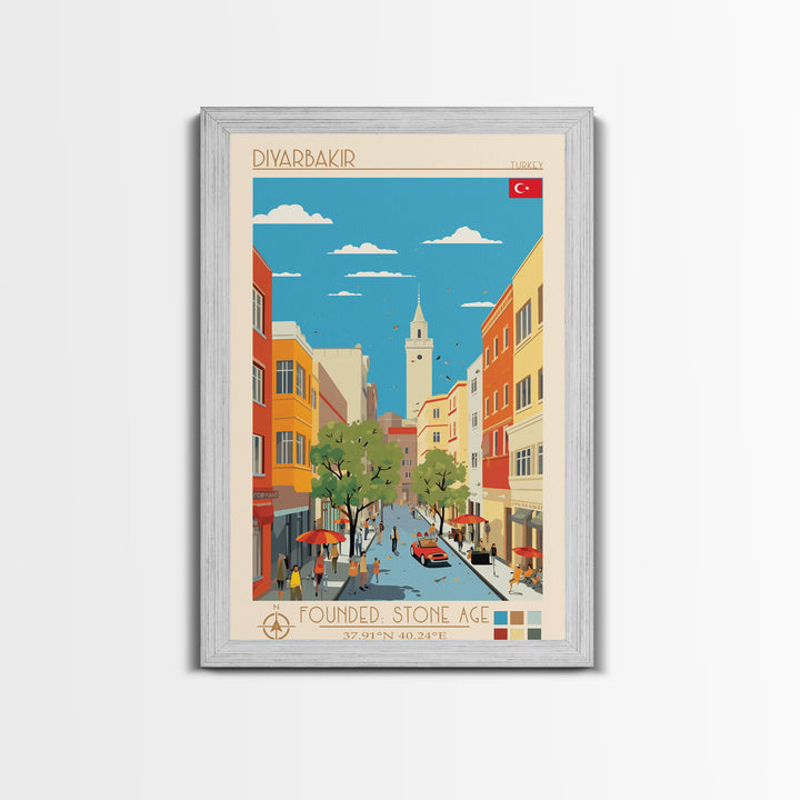Diyarbakir Turkey Travel Poster Framed Canvas Print, Vintage Style, Pop Art Home Decor, Scenic Wall Art, Living Room Decoration, Artistic Gift