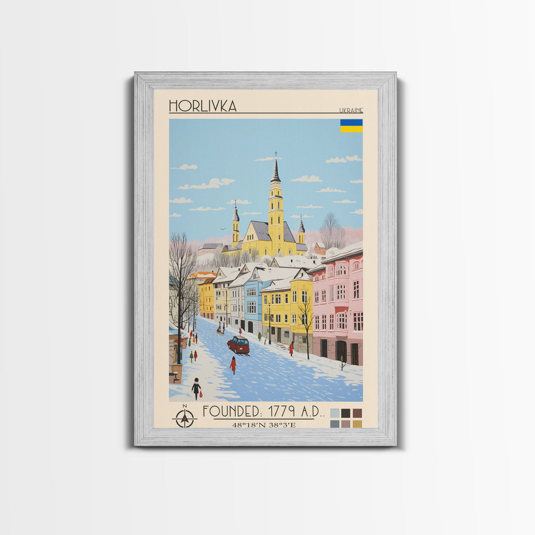Horlivka Ukraine Travel Poster Framed Canvas Print, Vintage Style, Pop Art Home Decor, Scenic Wall Art, Bedroom Decoration, Office Gift