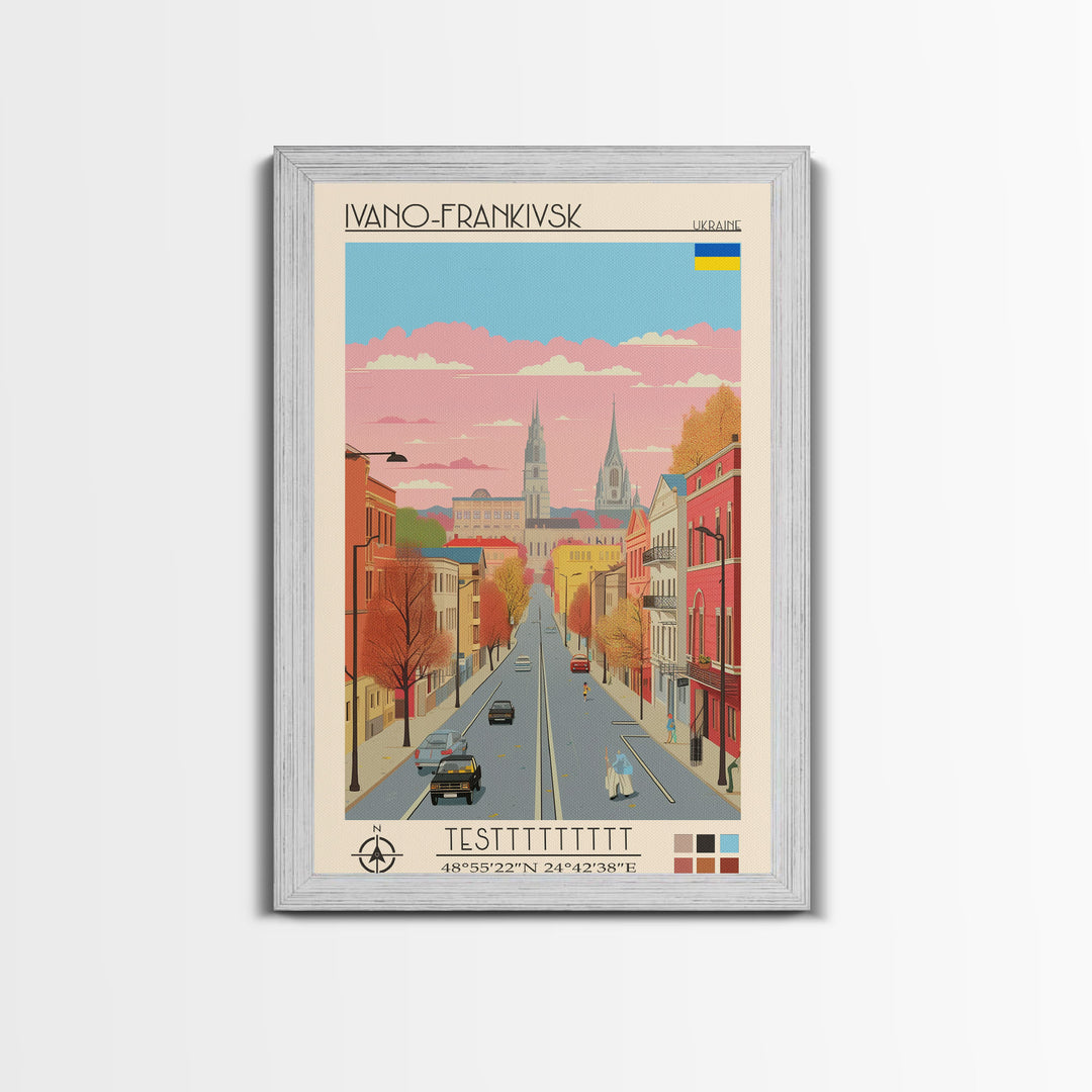 Ivano-Frankivsk Ukraine Travel Poster Framed Canvas Print, Vintage Style, Pop Art Home Decor, Scenic Wall Art, Bedroom Decoration, Office Gift