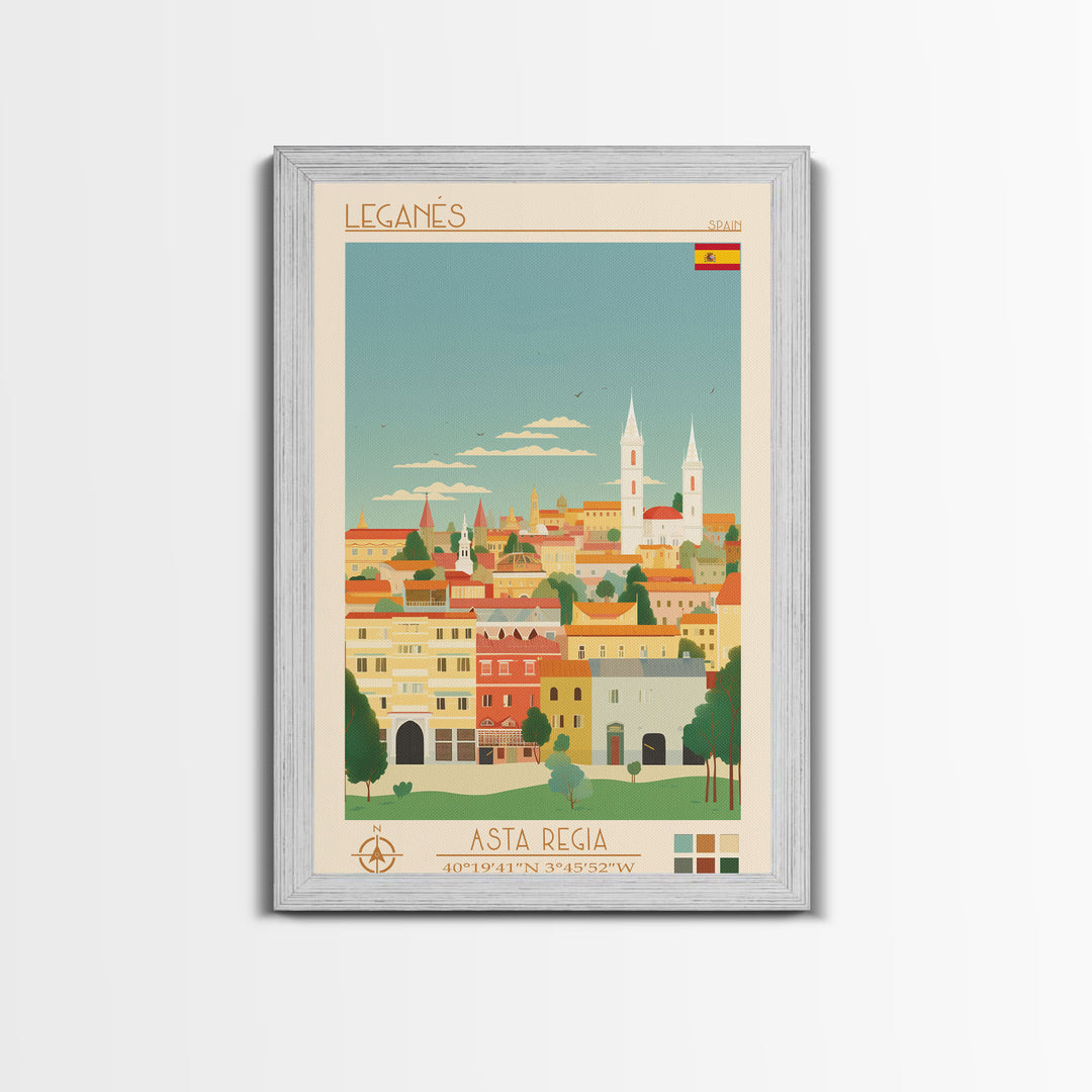 Leganés Spain Travel Poster Framed Canvas Print, Vintage Style, Pop Art Home Decor, Scenic Wall Art, Bedroom Decoration, Office Gift